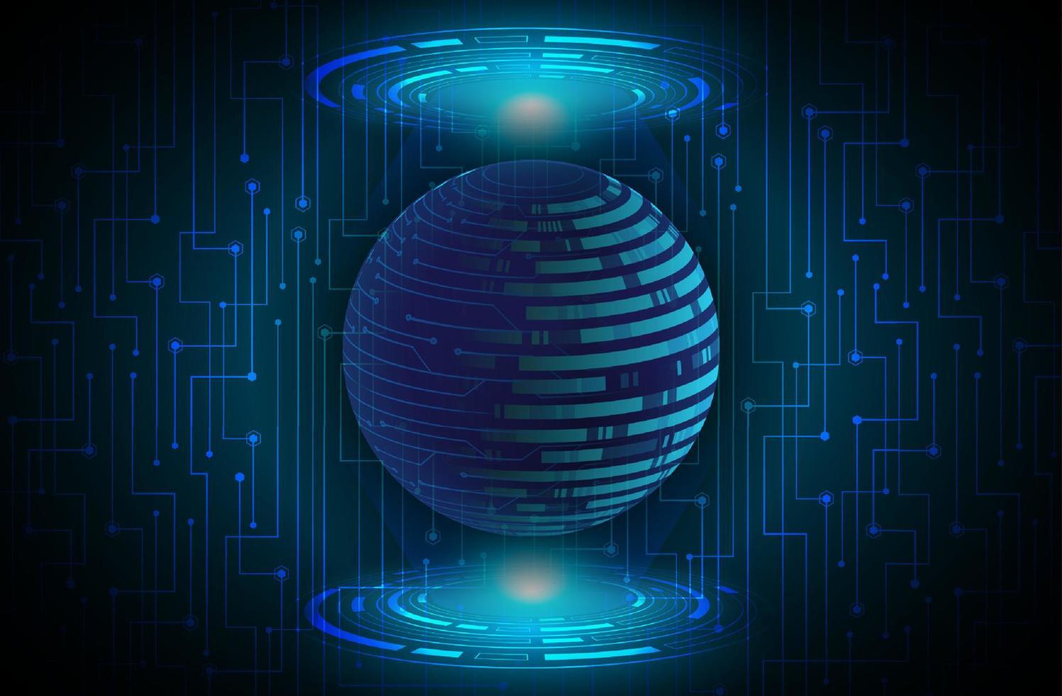 Modern Data Globe Holograph on Technology Background vector