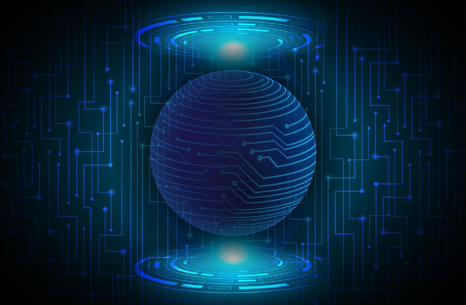holograma de globo de datos moderno sobre fondo de tecnología vector