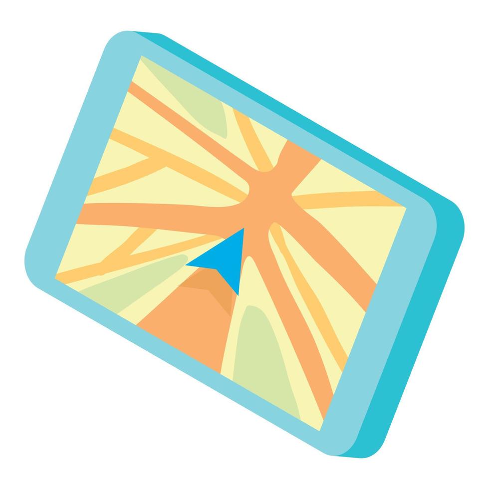 Map on tablet icon, cartoon style vector