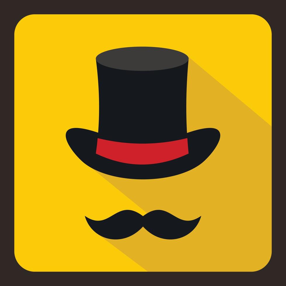 Cylinder and moustaches icon, flat style vector