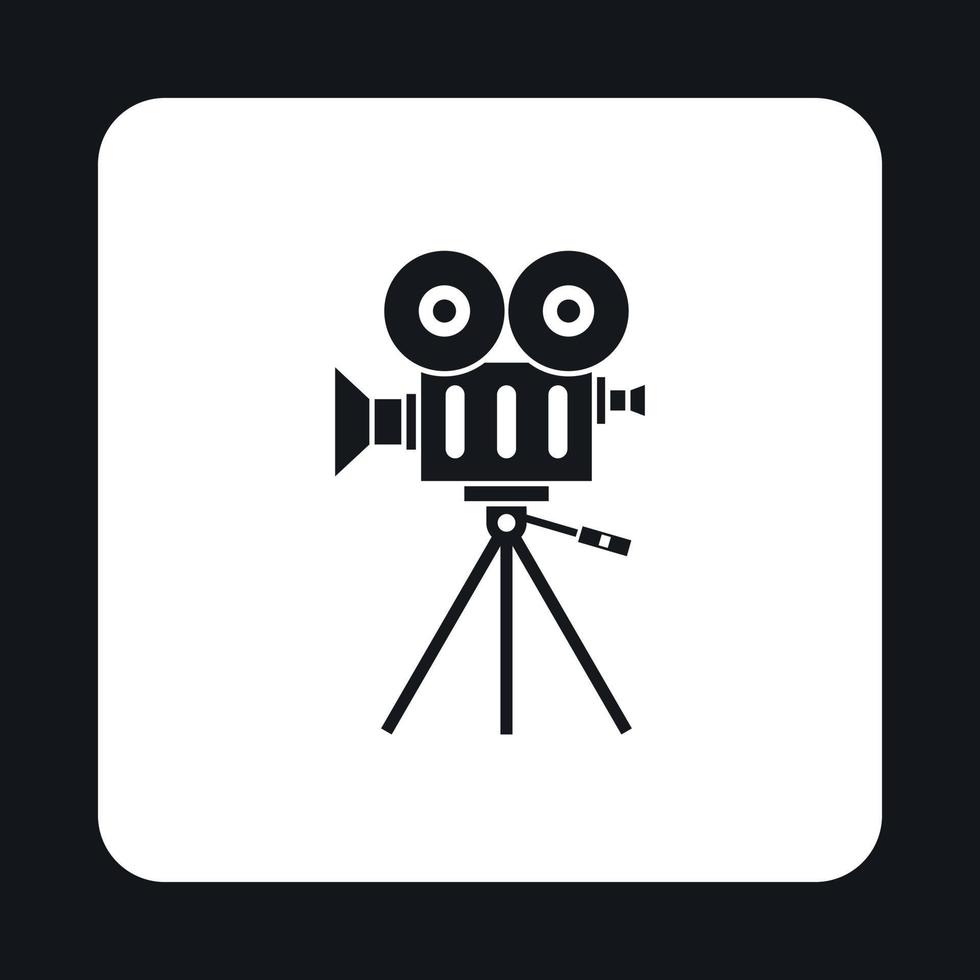 Retro cinema camera icon, simple style vector