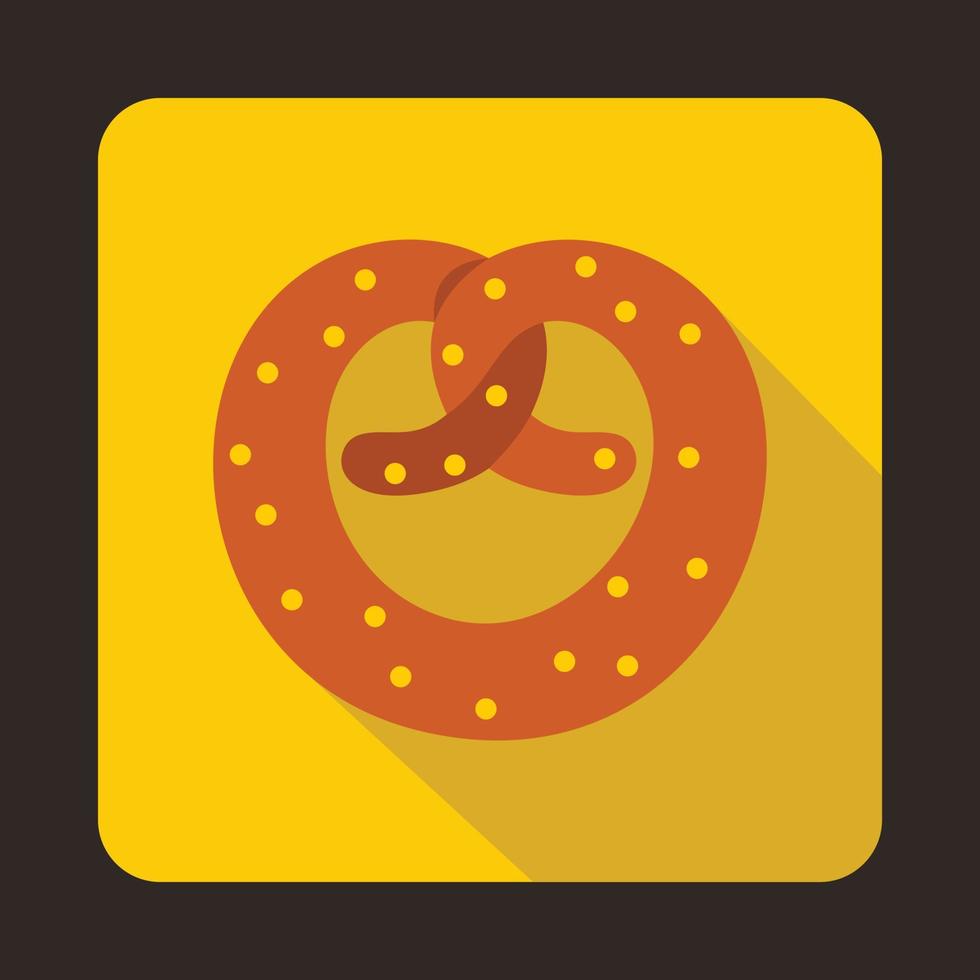 Realistic tasty pretzel icon, flat style vector