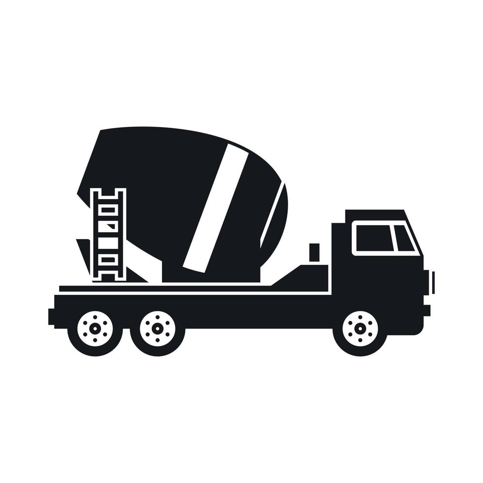 Concrete mixer truck icon, simple style vector