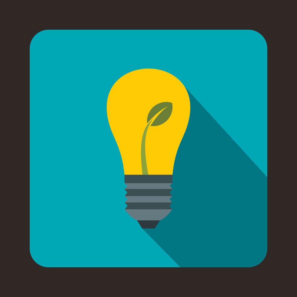 Light bulb with sprout icon, flat style vector