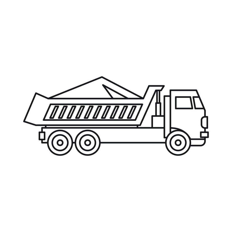 Dump truck icon, outline style vector