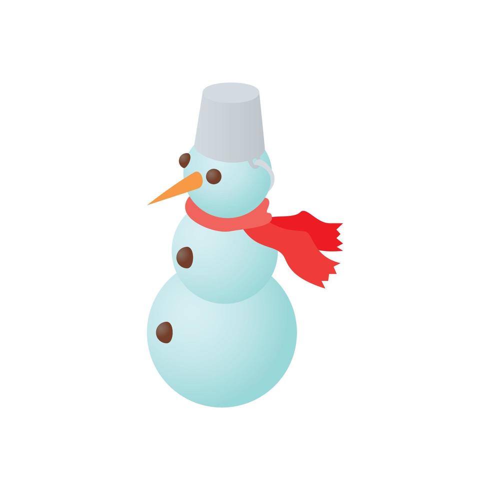 Snowman icon, cartoon style vector