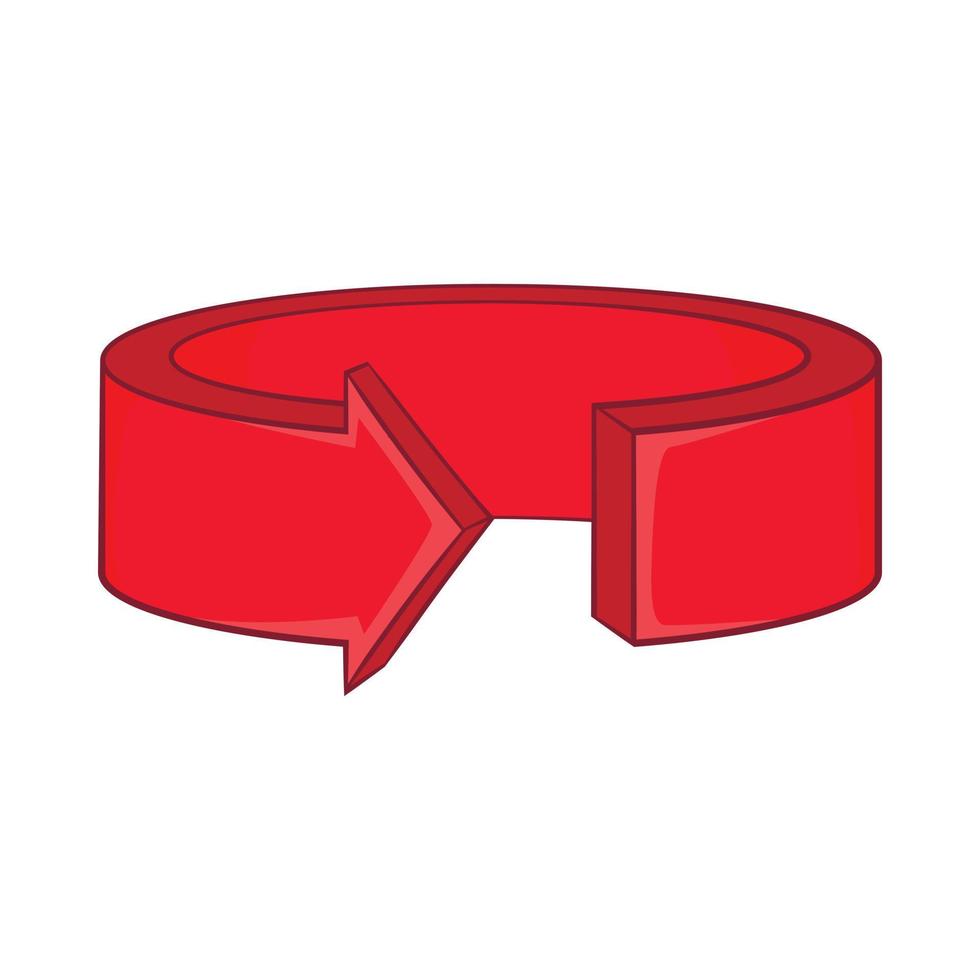 icono de flecha redonda roja, estilo de dibujos animados vector