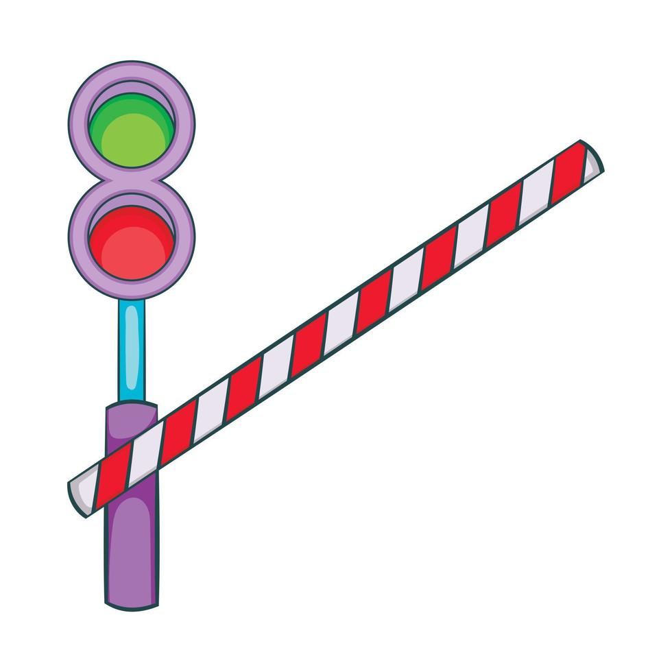 Train barrier icon, cartoon style vector