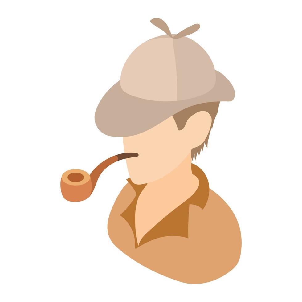 Englishman with a pipe icon, cartoon style vector