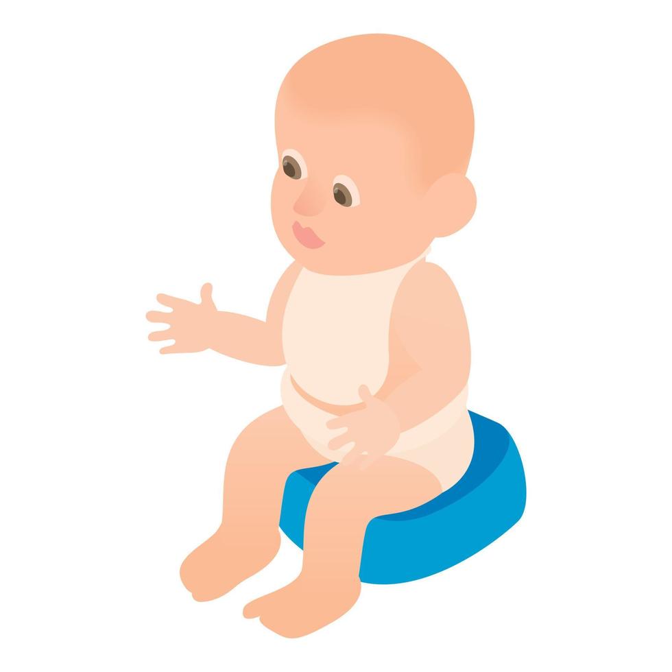 niño sentado en el icono del orinal, estilo de dibujos animados vector