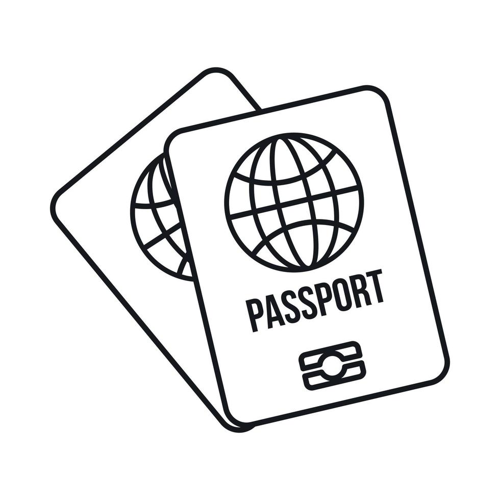 icono de dos pasaportes, estilo de contorno vector