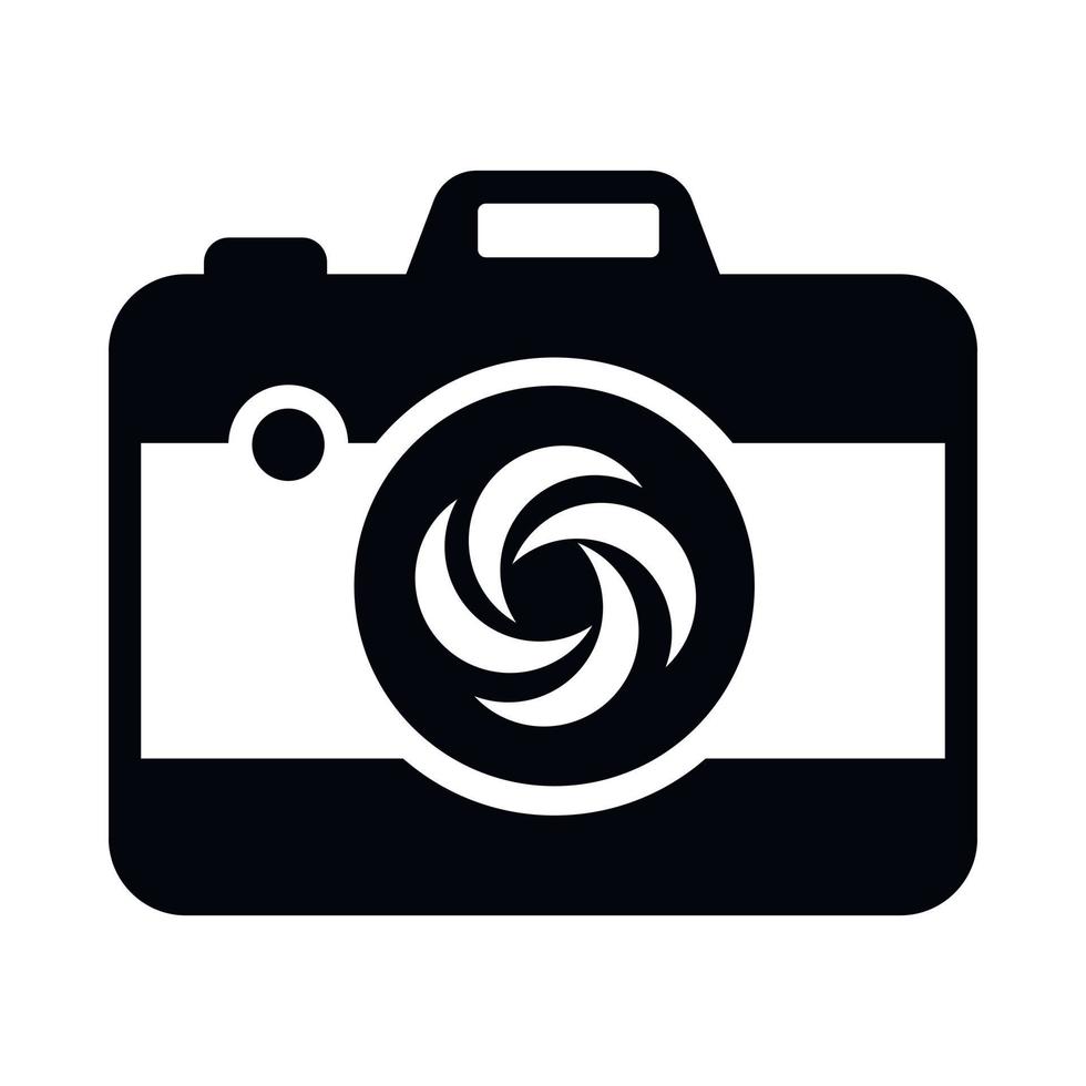 Black camera icon, simple style vector