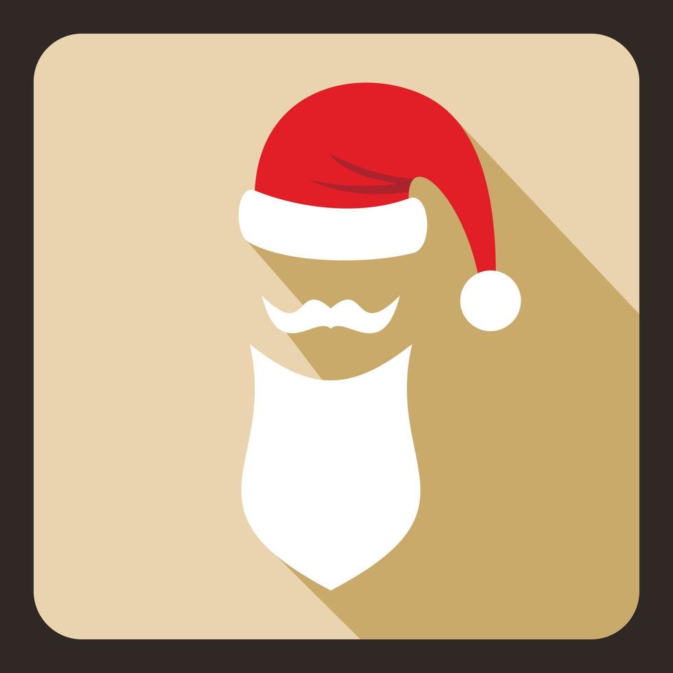Hat with pompom and long beard of Santa Claus vector