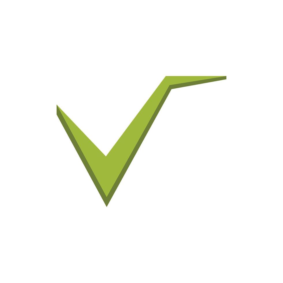 Green checkmark icon, flat style vector