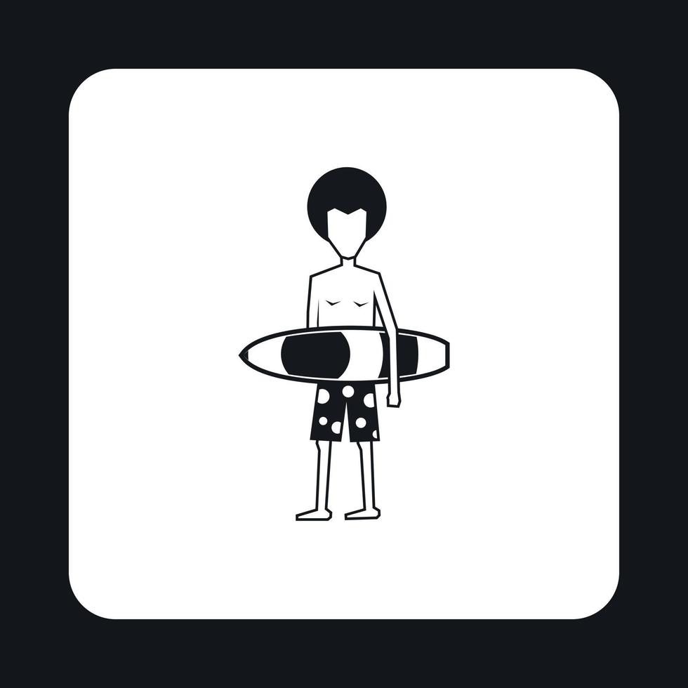 Surfer man holding surfboard icon vector