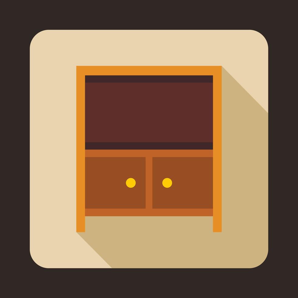 Wooden television cabinet icon, flat style vector