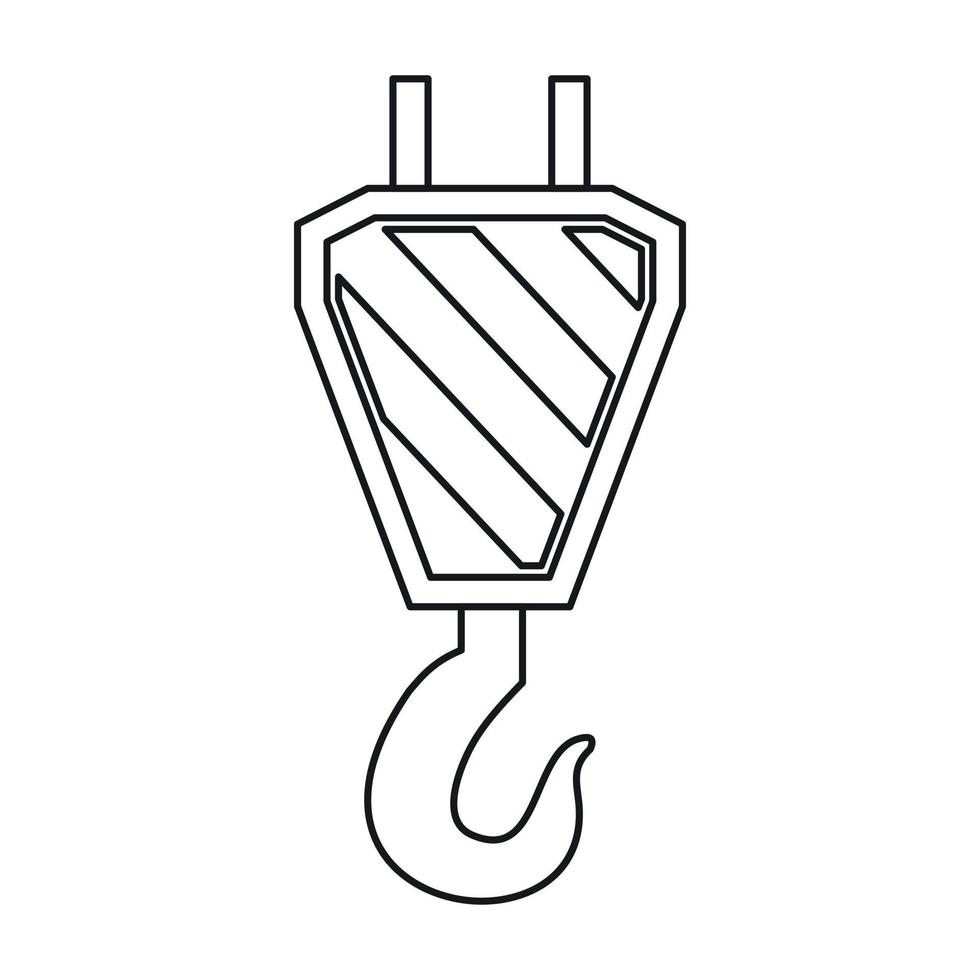 Crane hook icon, outline style vector