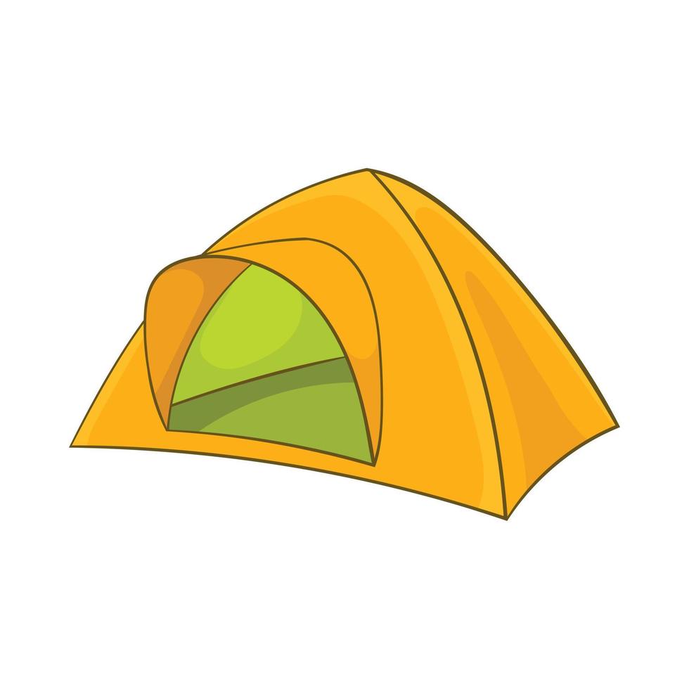 Yellow tent icon, cartoon style vector