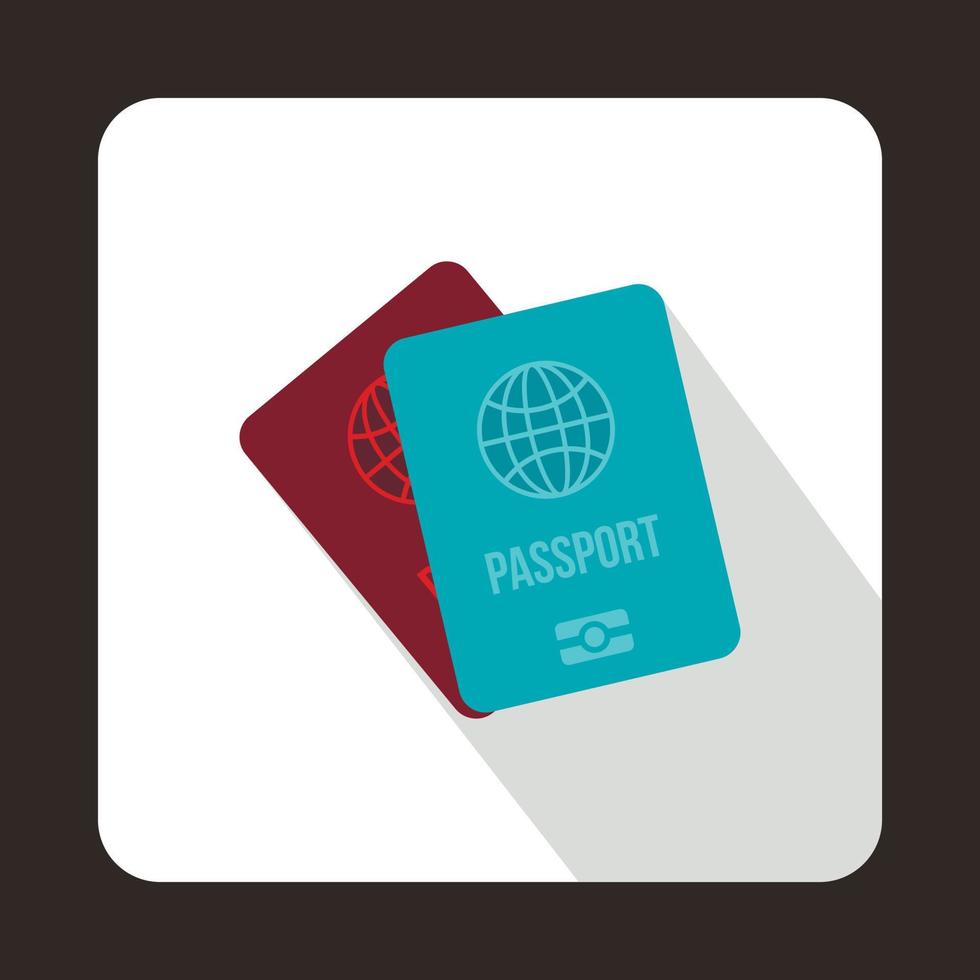 icono de pasaporte azul y rojo, tipo plano vector