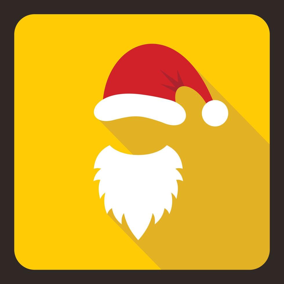 Red hat and white beard of Santa Claus icon vector