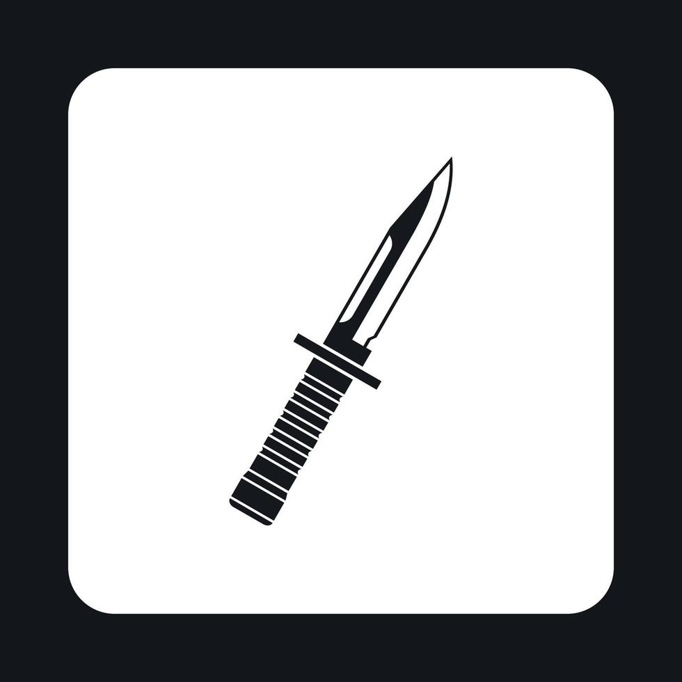 Nonfolding military knife icon in simple style vector