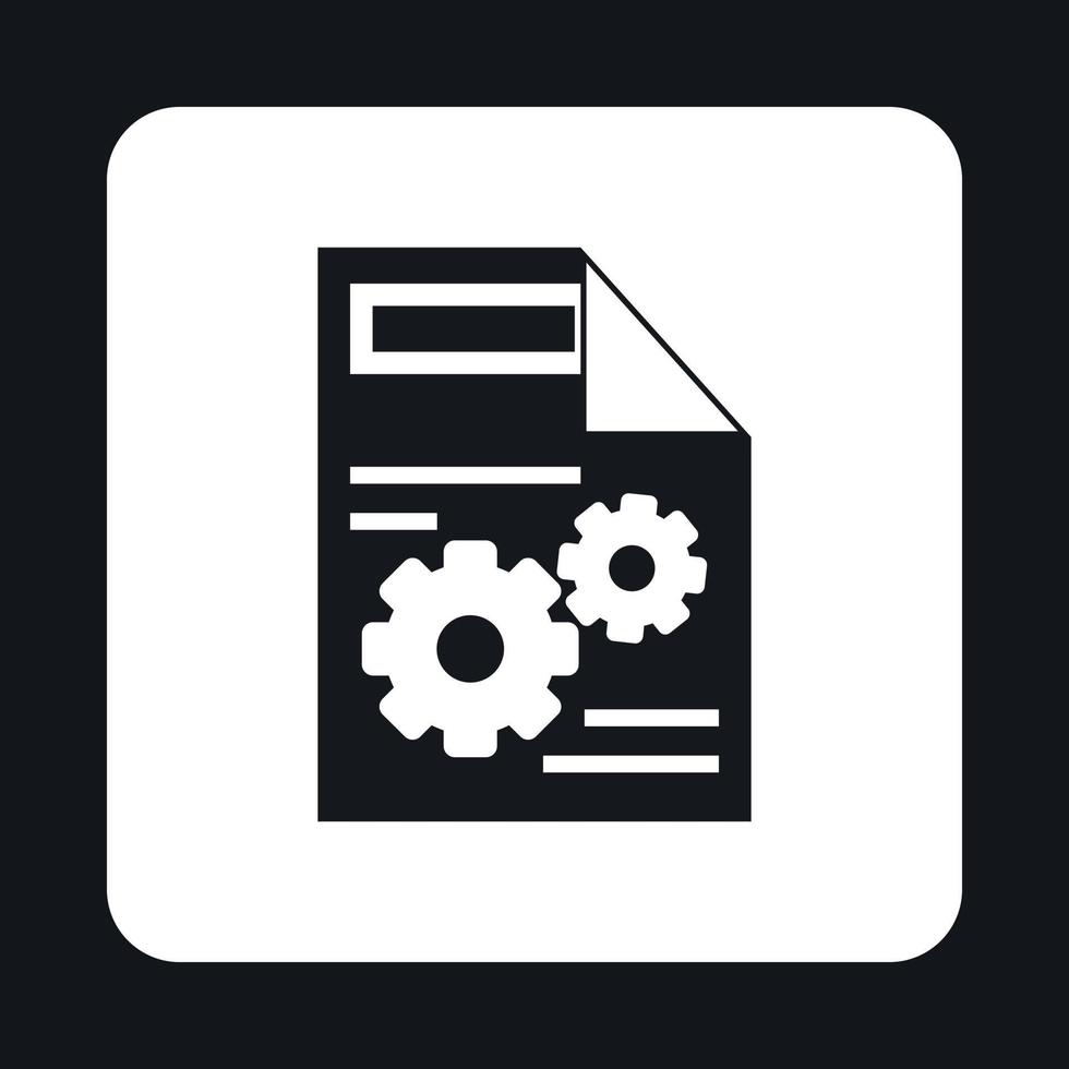Sheet of paper with gears icon vector