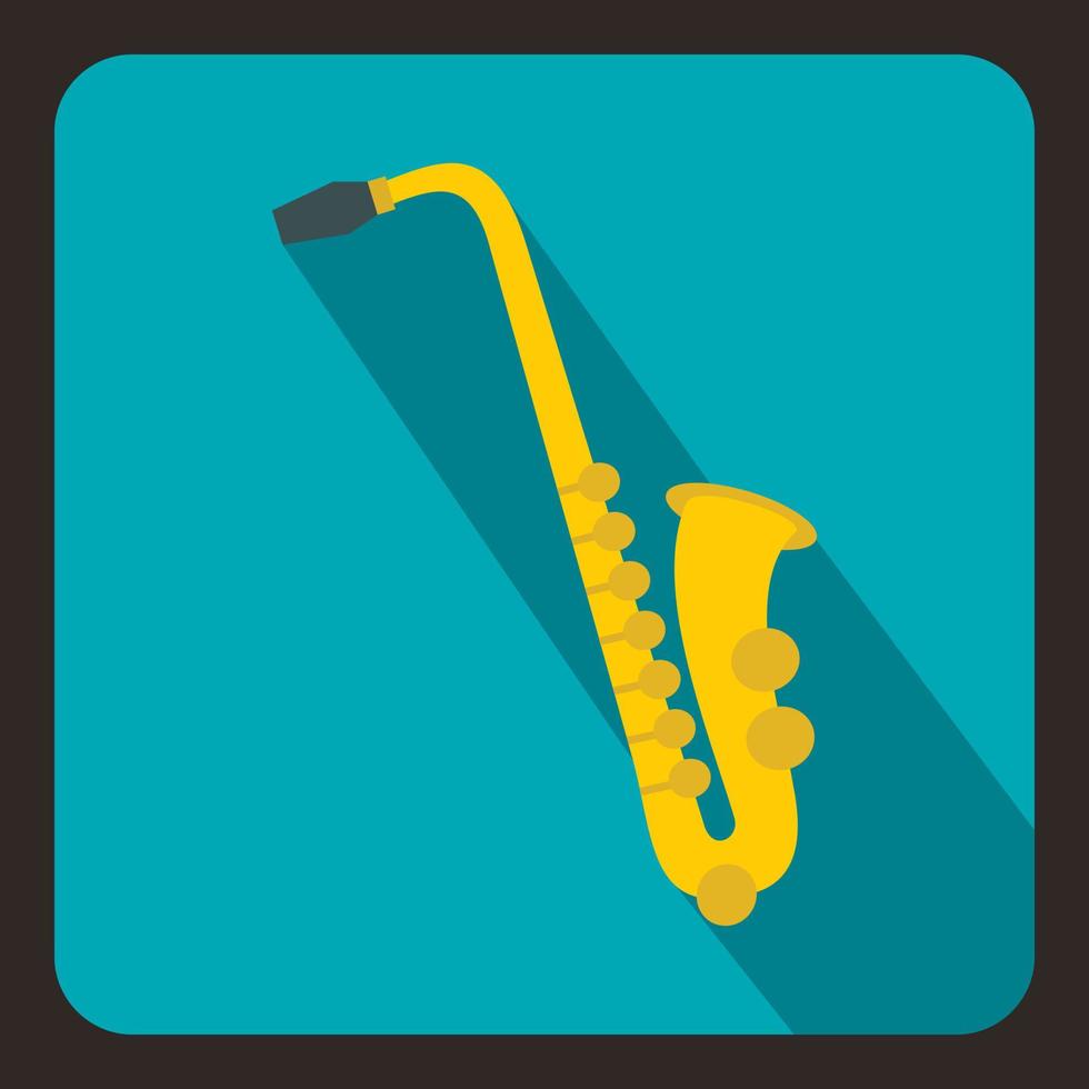 icono de saxofón, estilo plano vector