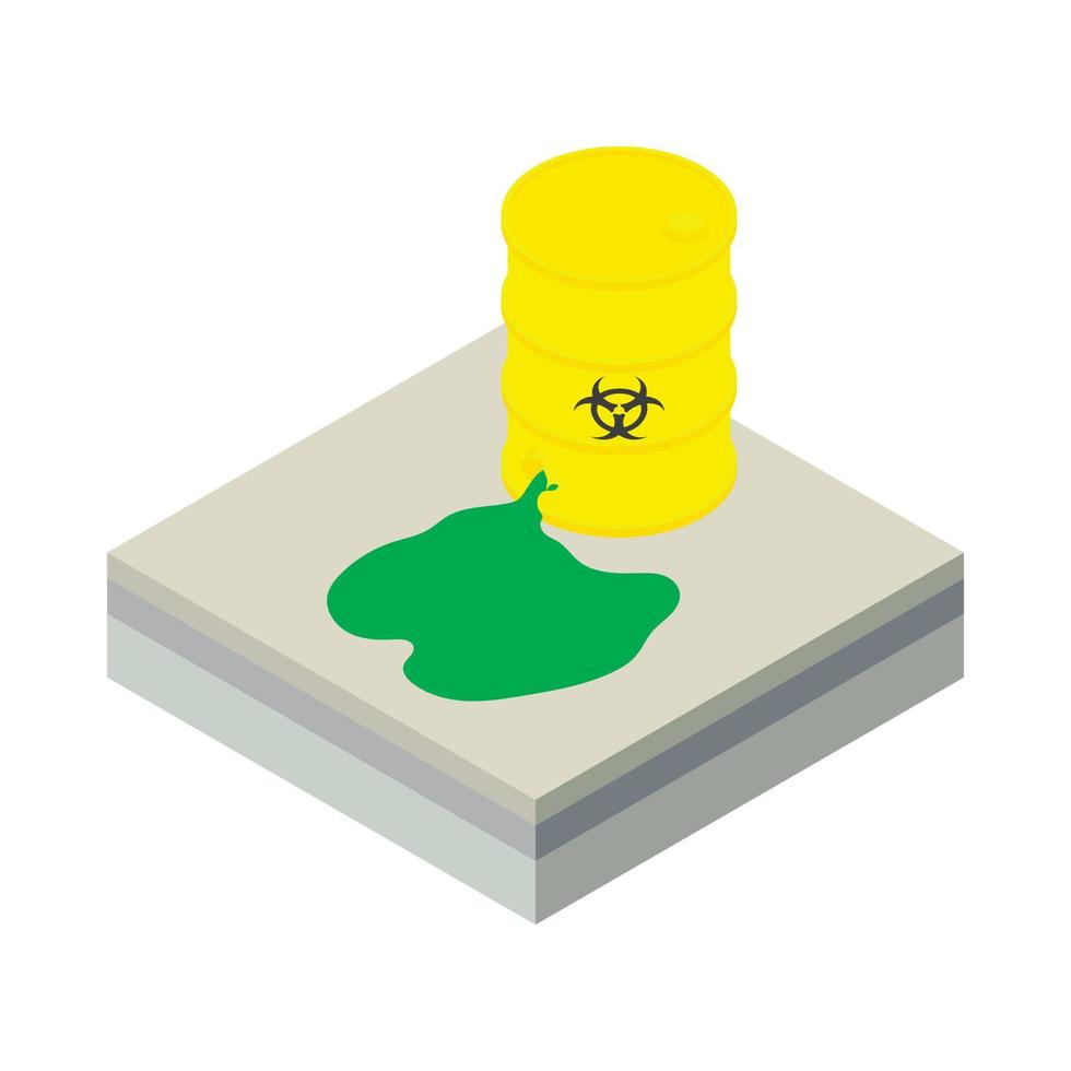 Toxic waste spilling from barrel icon vector