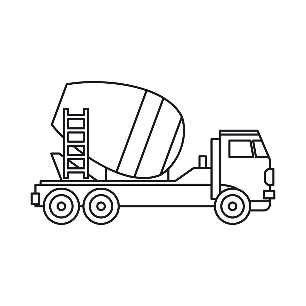 icono de camión hormigonera, estilo de esquema vector