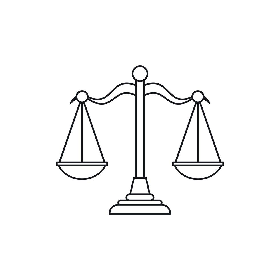 Scales of justice icon, outline style vector