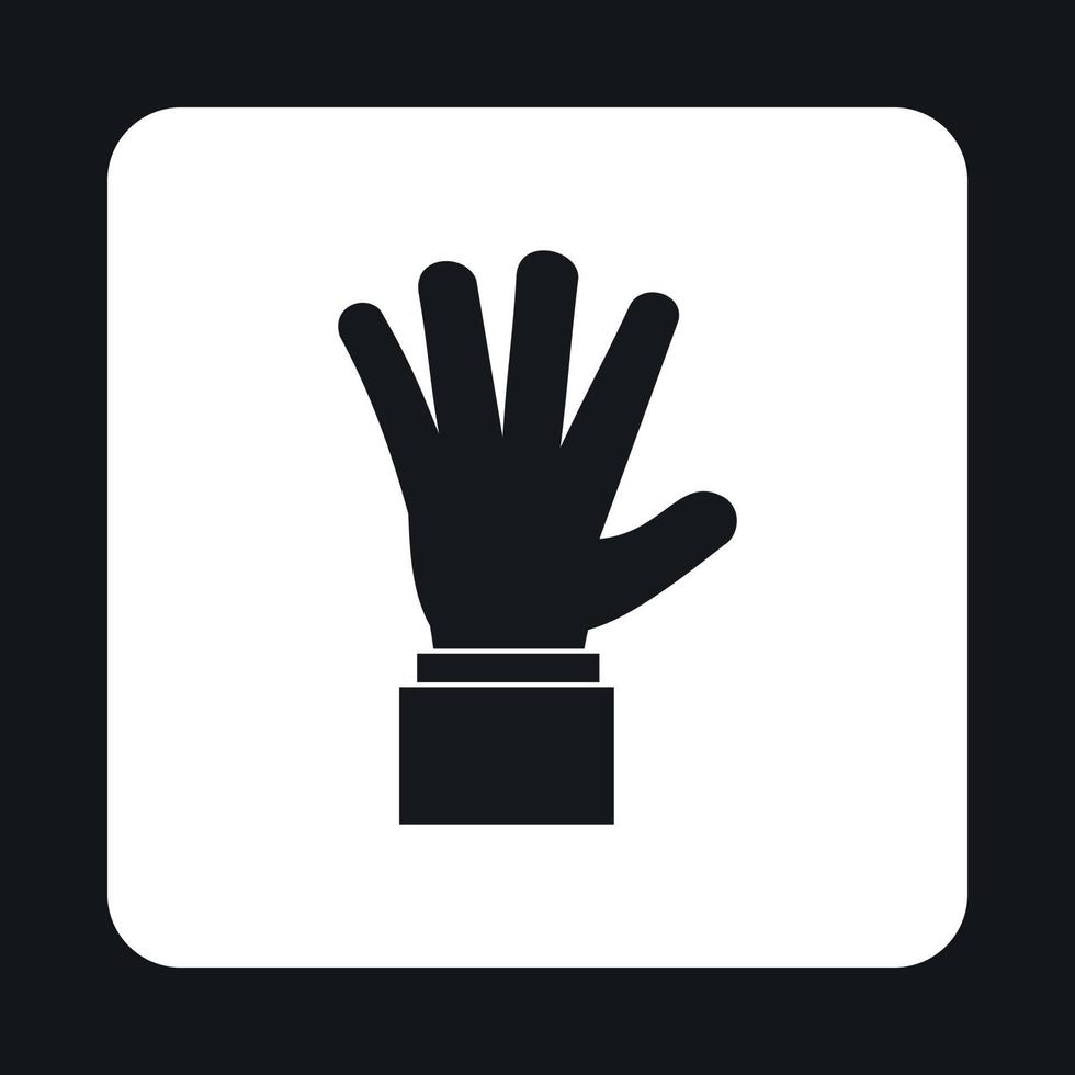 icono de mano que muestra cinco dedos, estilo simple vector