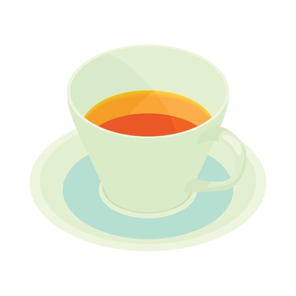 icono de taza de té, estilo de dibujos animados vector