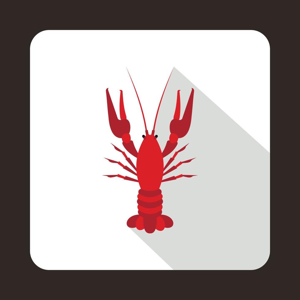 icono de cangrejo rojo hervido, estilo plano vector