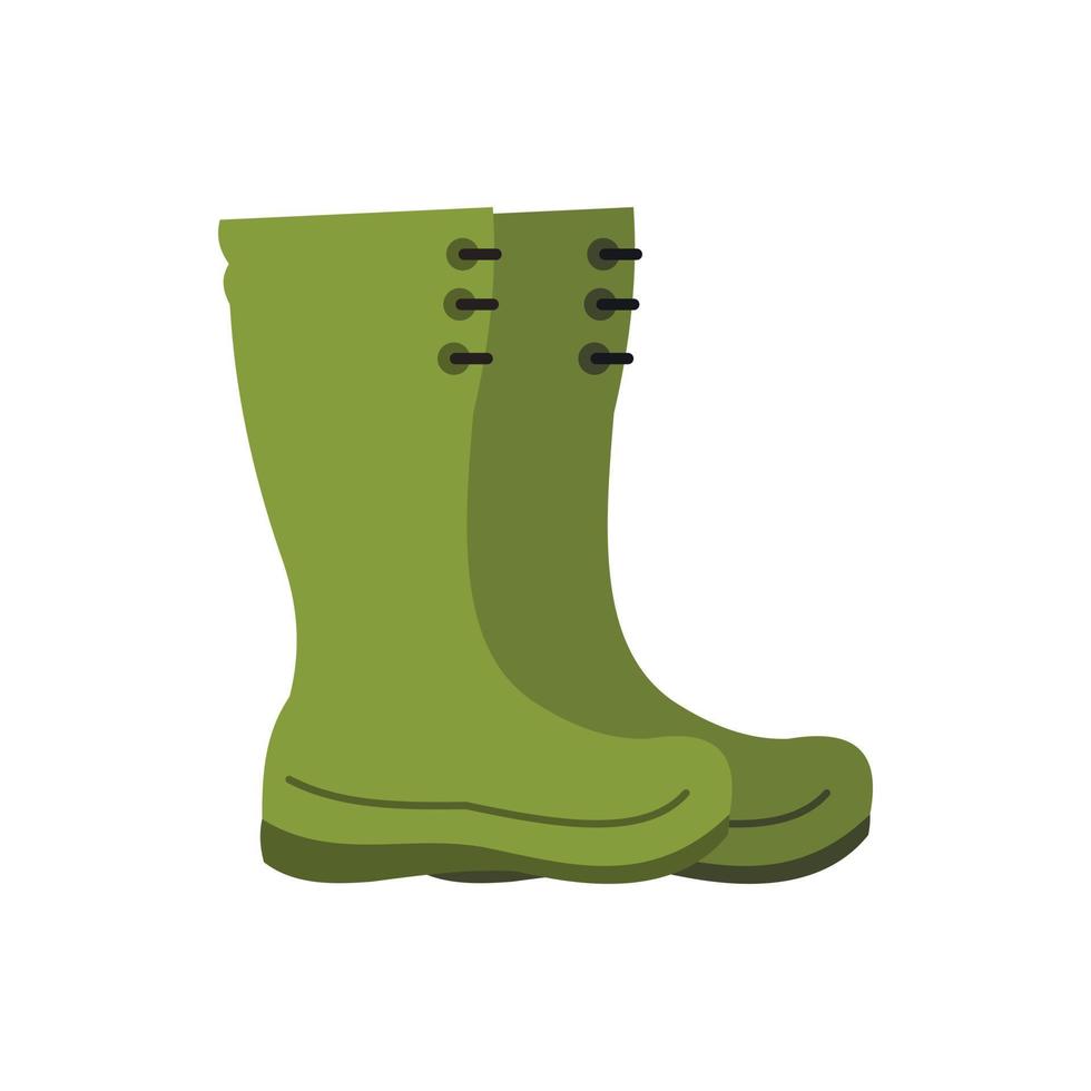 icono de botas de goma, estilo plano vector