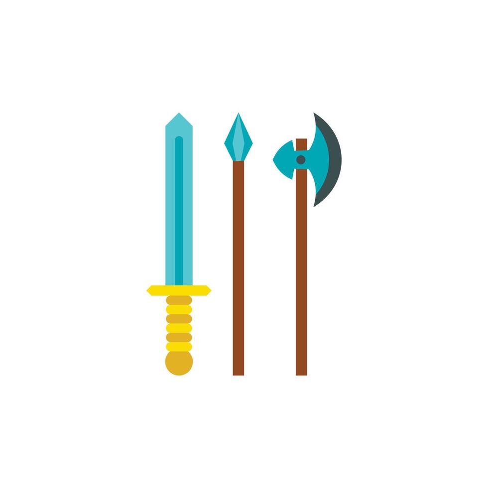 Medieval weapons icon, flat style vector
