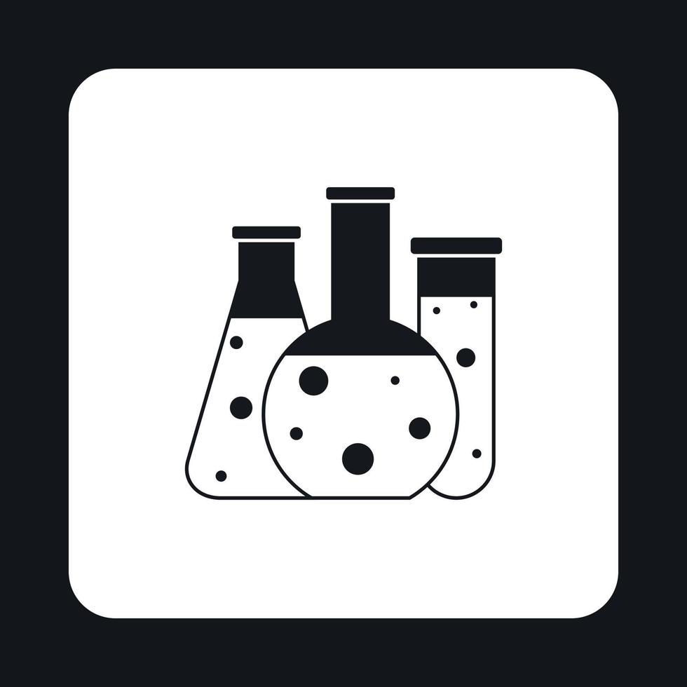 Chemical laboratory flasks icon, simple style vector