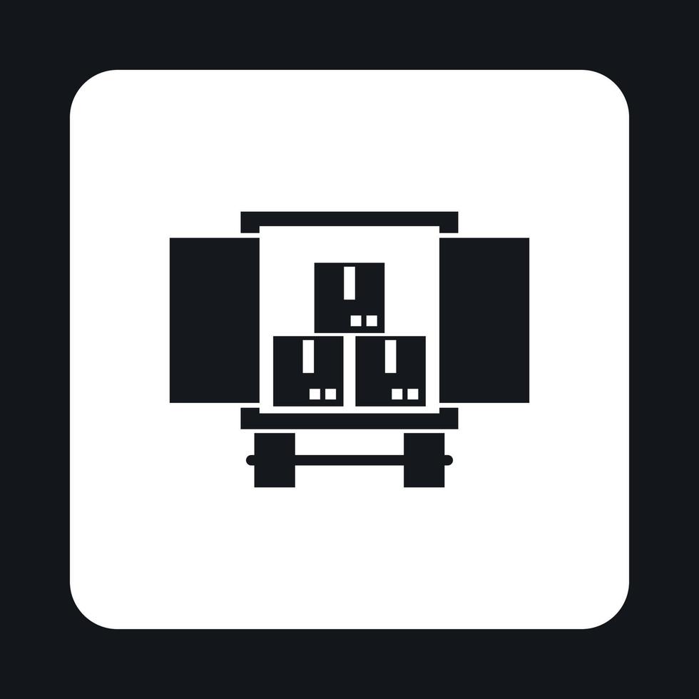 Cargo truck with load icon, simple style vector