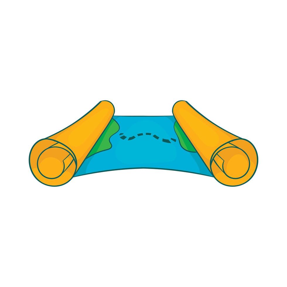 Ancient scroll map icon, cartoon style vector