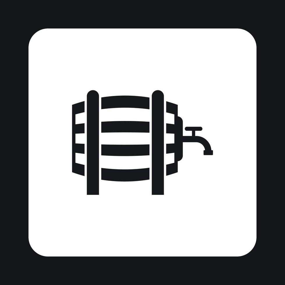 Beer barrel in pub icon, simple style vector