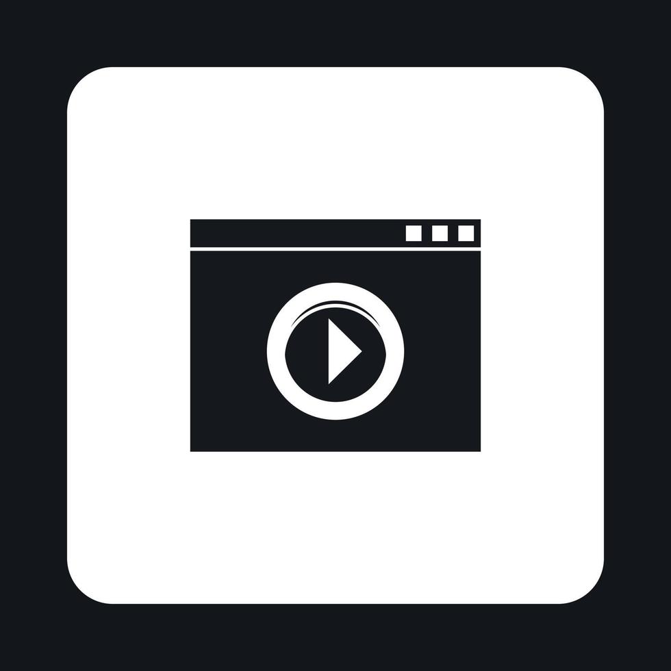 Video movie media player icon, simple style vector