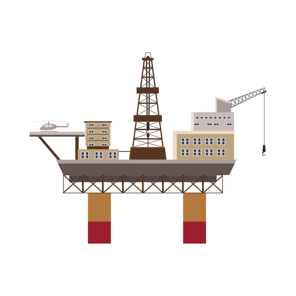 Oil rig at sea icon, cartoon style vector