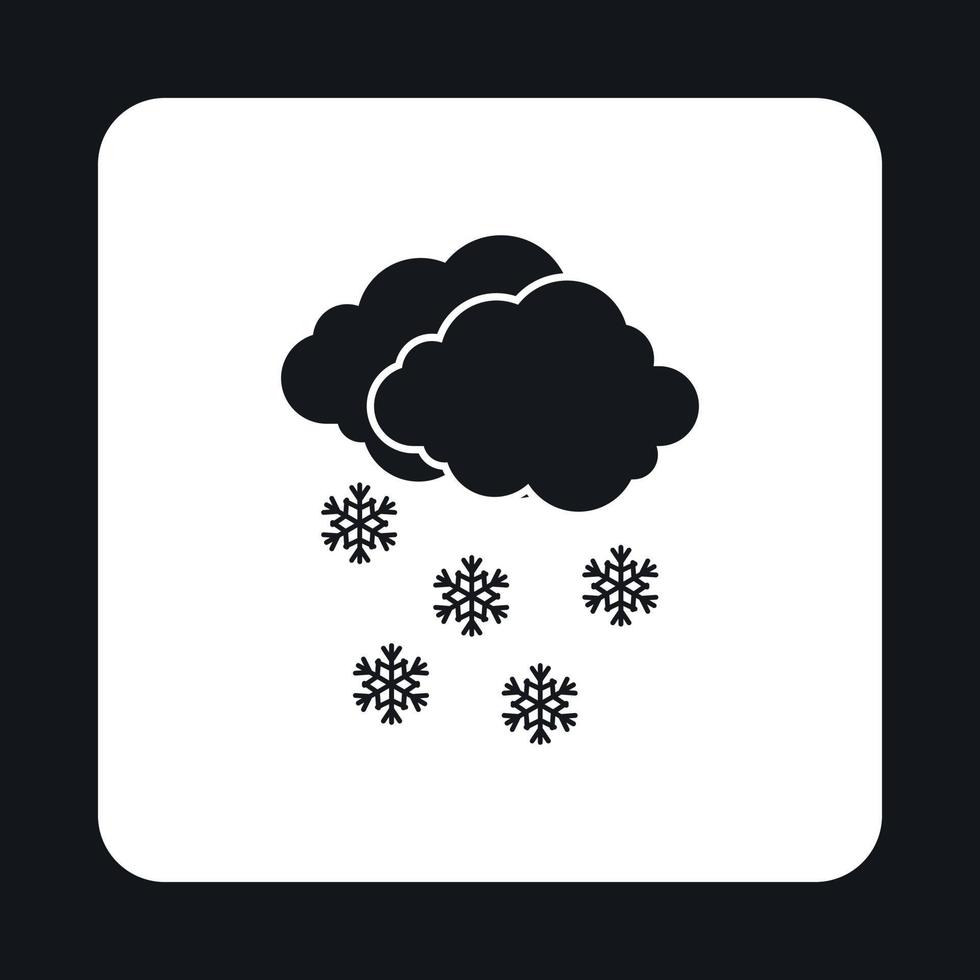 icono de nube y copos de nieve, estilo simple vector