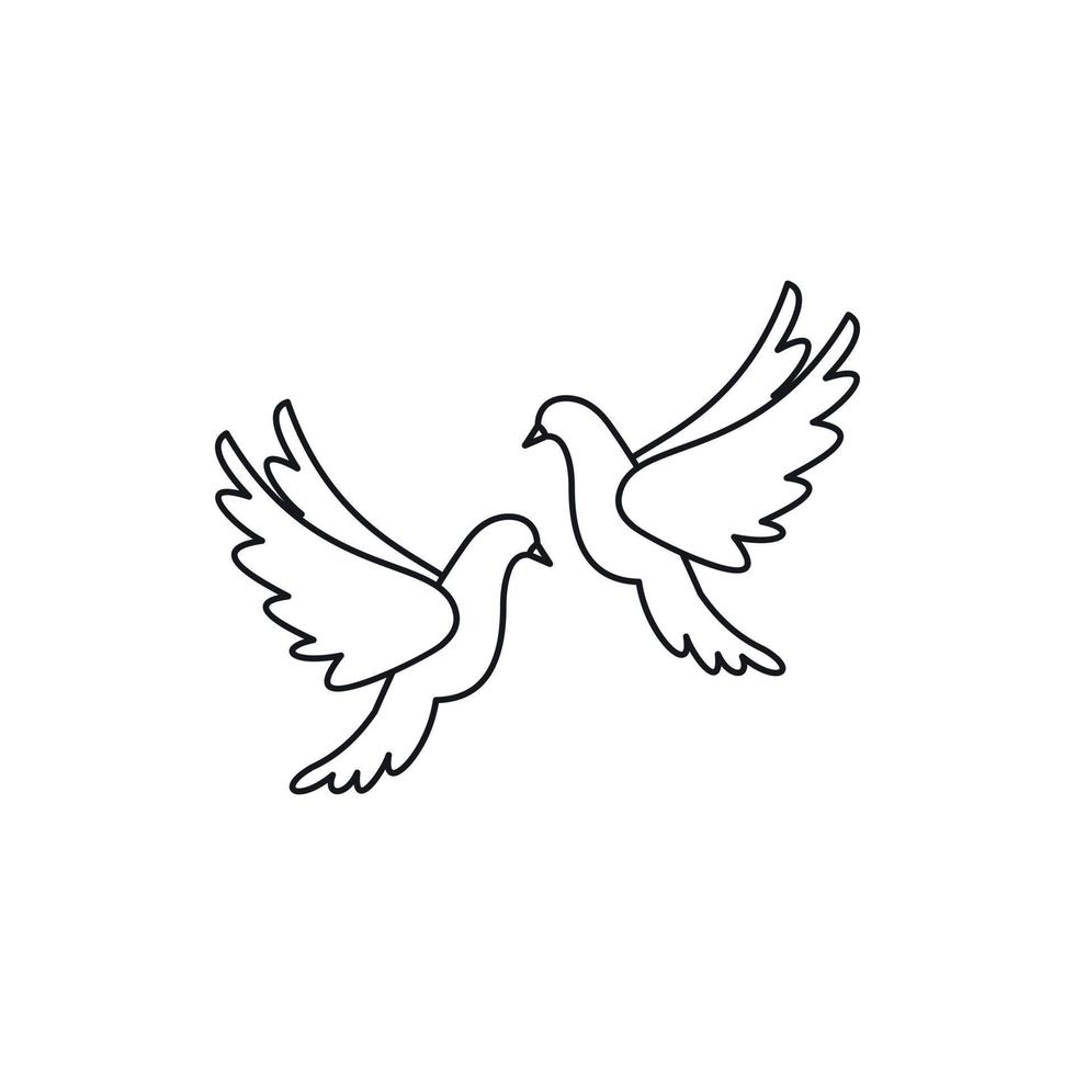 Wedding doves icon, outline style vector