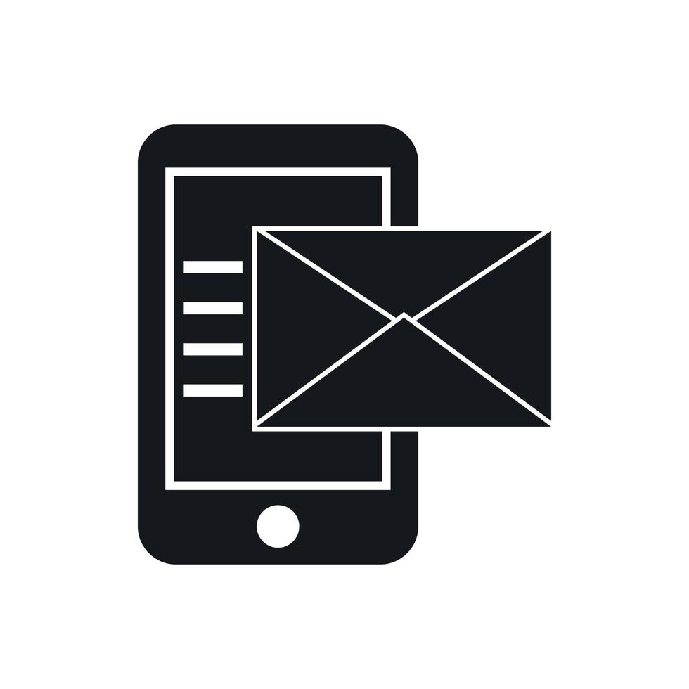 Smartphone with envelope icon, simple style vector