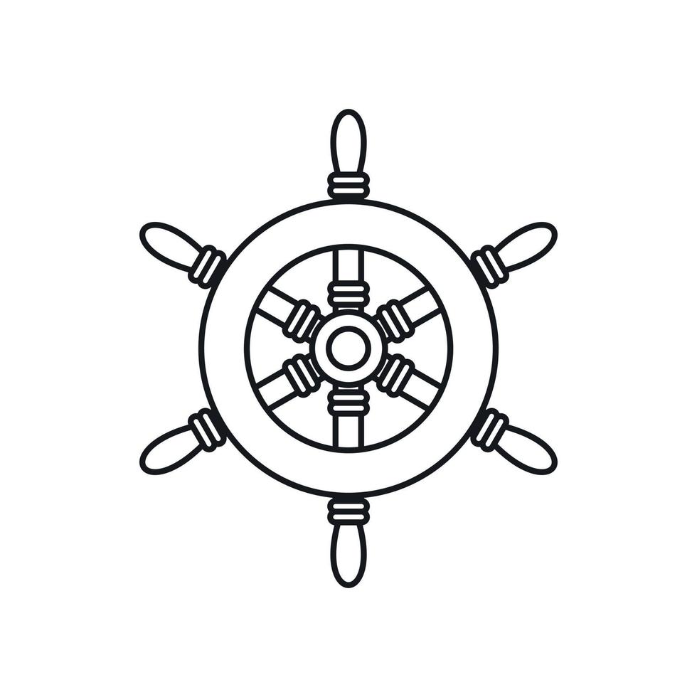 icono de volante de barco, estilo de contorno vector