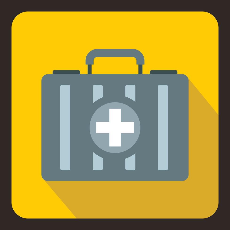 First aid kit icon, flat style vector