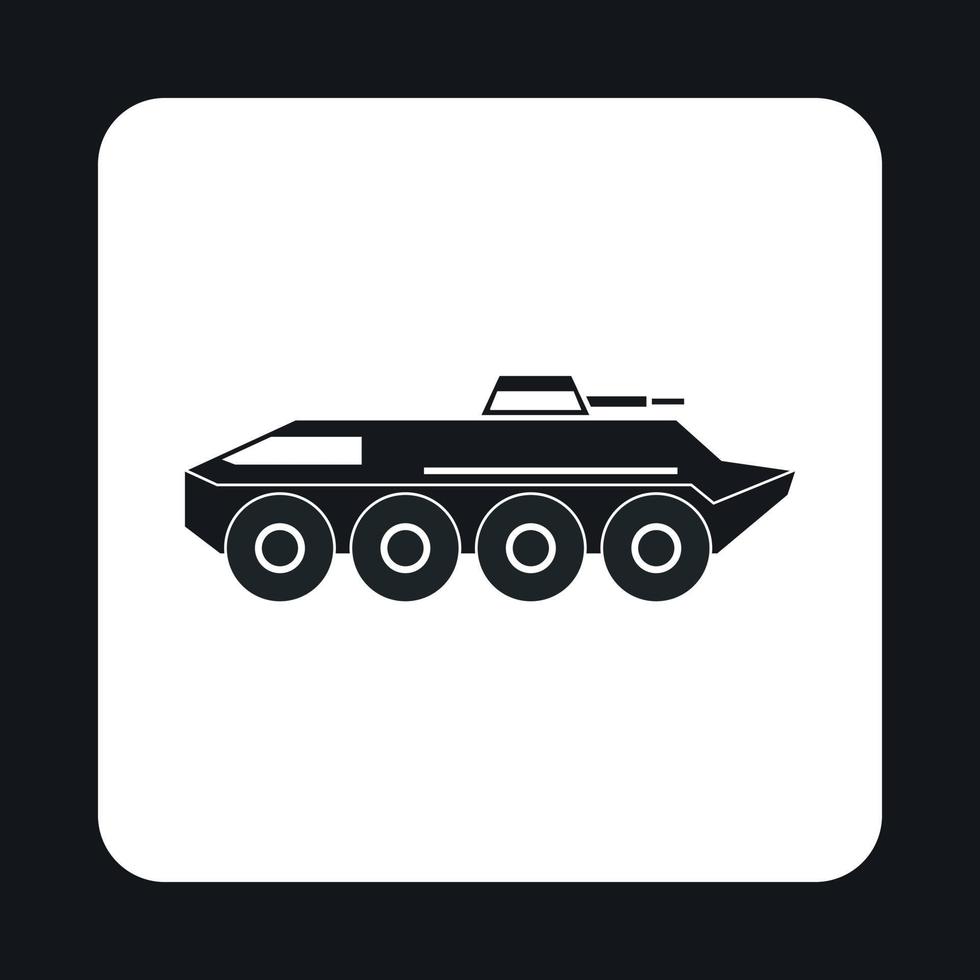 Armoured troop carrier wheeled icon, simple style vector