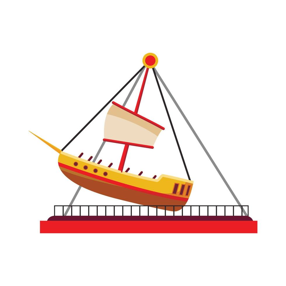 icono de columpio de barco, estilo de dibujos animados vector