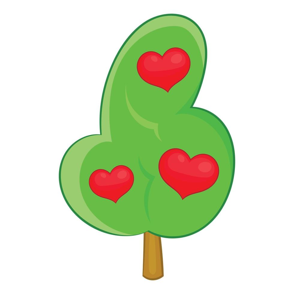 Abstract heart tree icon, cartoon style vector