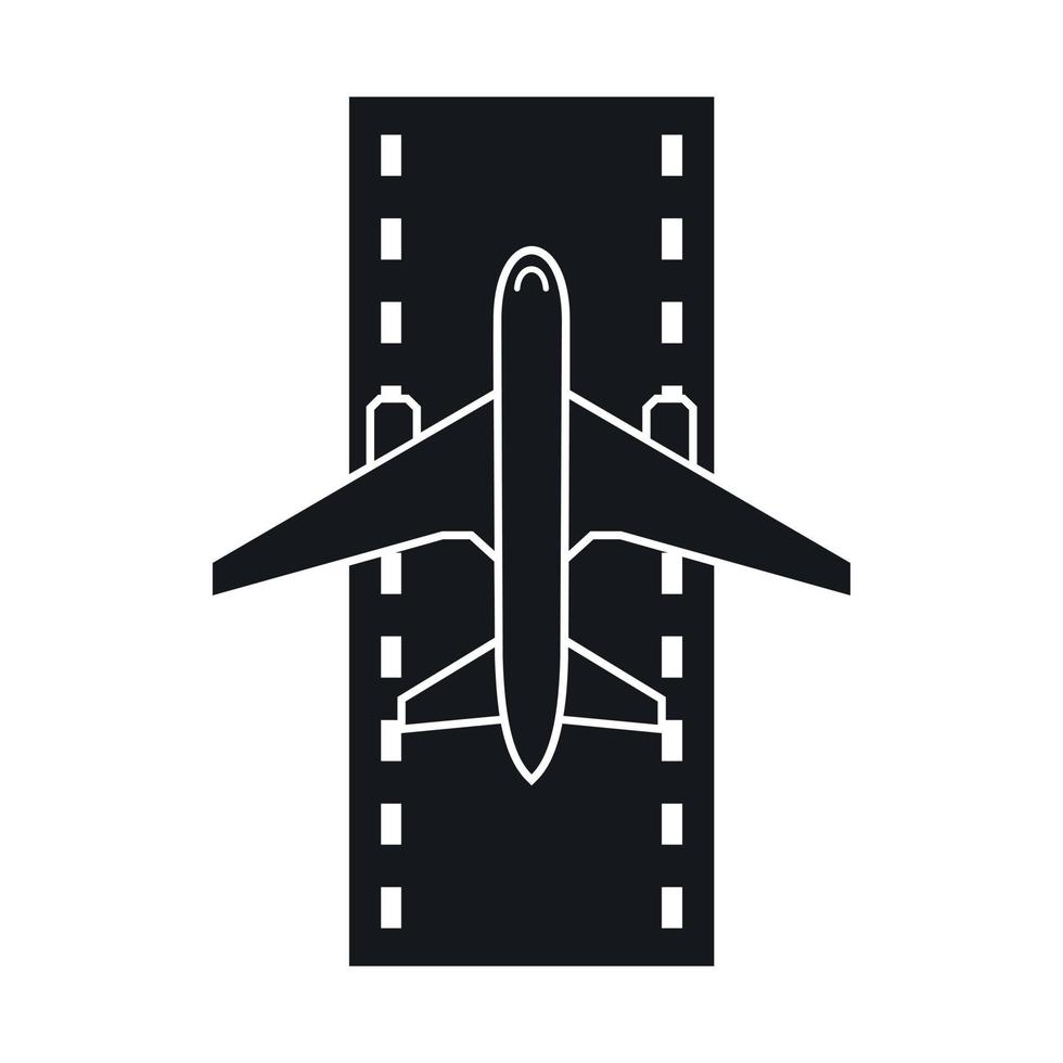 Airplane on the runway icon, simple style vector